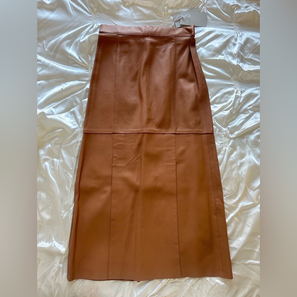 COS Brown Leather Double-Split Midi Skirt NWT (New With Tags)